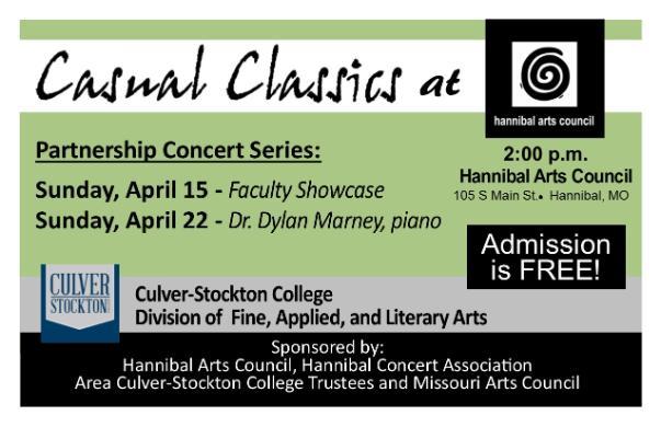 Culver-Stockton Music Faculty to be Showcased in Hannibal