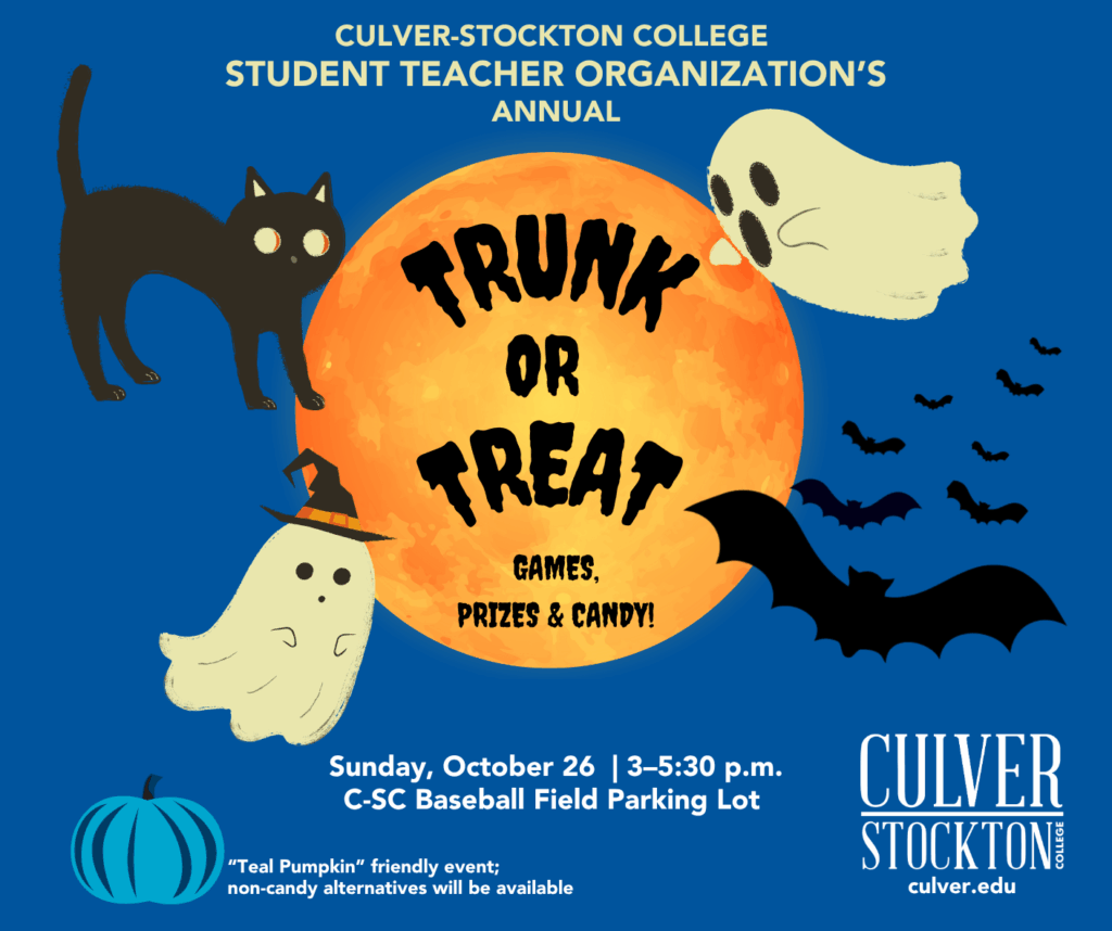 A social media graphic that promotes Culver-Stockton College's annual Trunk or Treat event.
